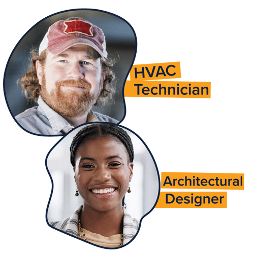 HVAC Technician and Architectural Designer careers