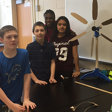 students with windmill project