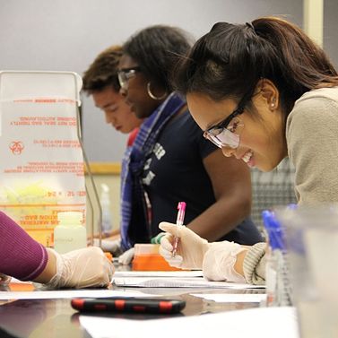 Student working in lab