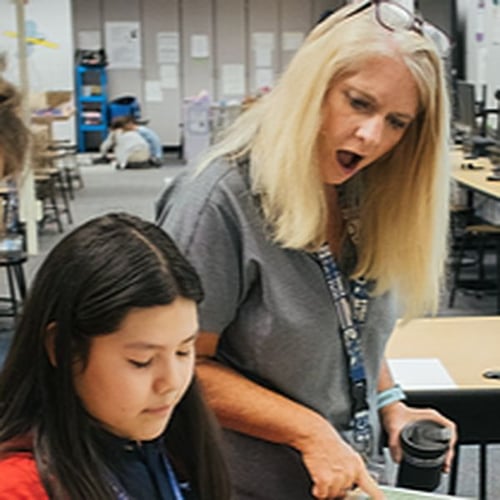 PLTW Gateway teacher and student in classroom